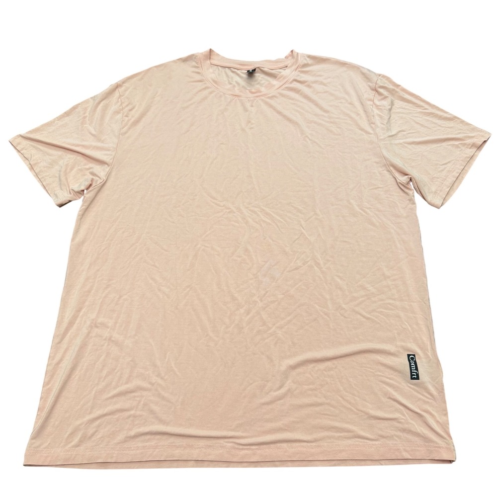 Comfrt T-Shirt Mens XL Peach Pink Rayon Spandex Stretch Short Sleeve Crew Tee